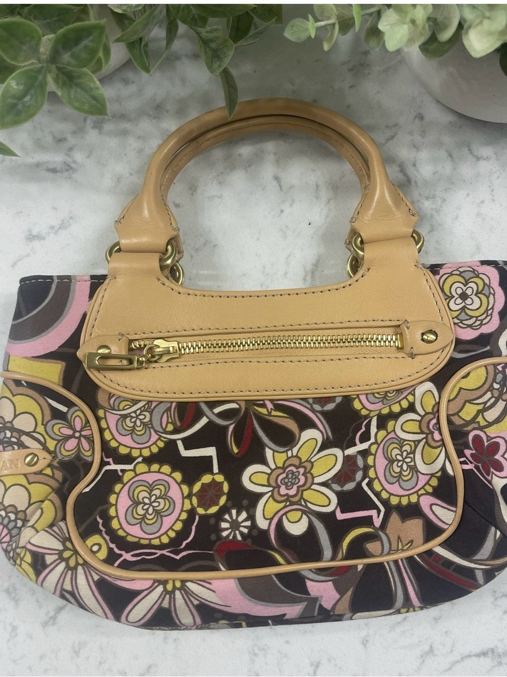 Cole Haan Y2K Retro Floral-pattern handbag leather handles trim